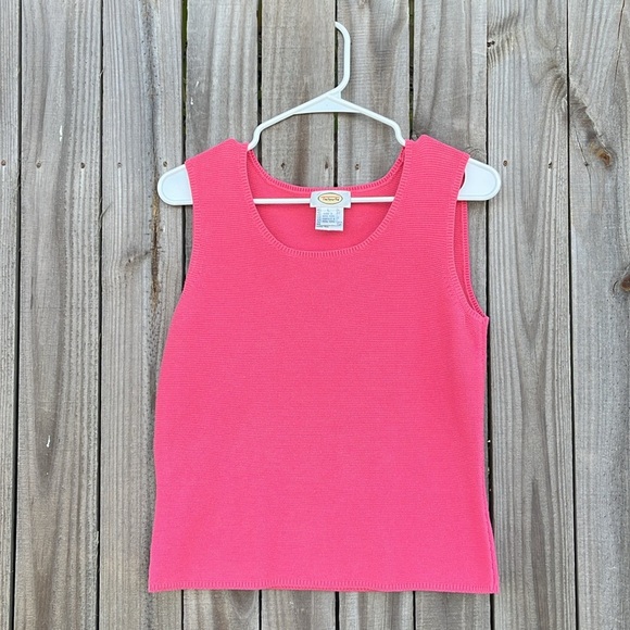 Talbots pink sweater cotton blend textured sleeveless top medium small xs Barbie - Picture 2 of 11